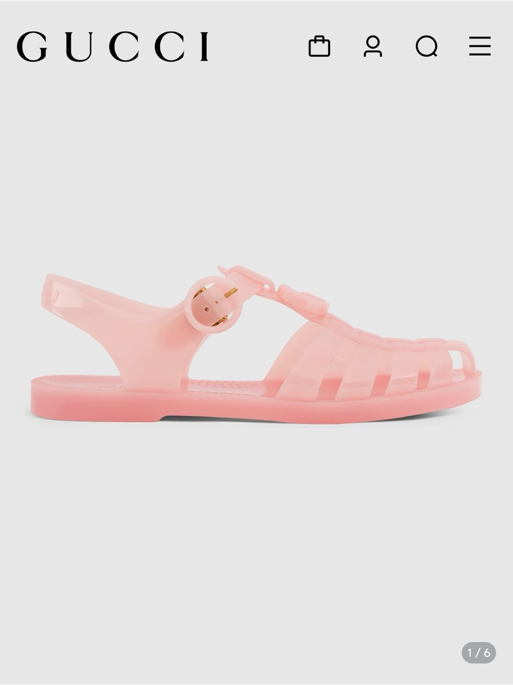 Gucci Translucent Pink Jelly Sandals with Round Buckle